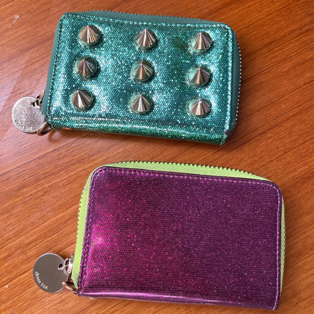 Set of Deux Lux Wallets Empire PDA Stud Wallet and Purple Glitter Wallet